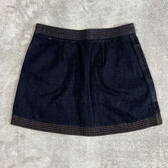 Abercrombie & Fitch Denim Mini Skirt Womens 2 Front Zip Dark Wash Y2K Style NWT - Picture 6 of 9